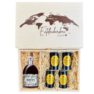 GIN & TONIC GESCHENKE-SET in edler Holz-Entdeckerbox