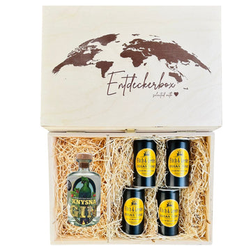 GIN & TONIC GESCHENKE-SET in edler Holz-Entdeckerbox